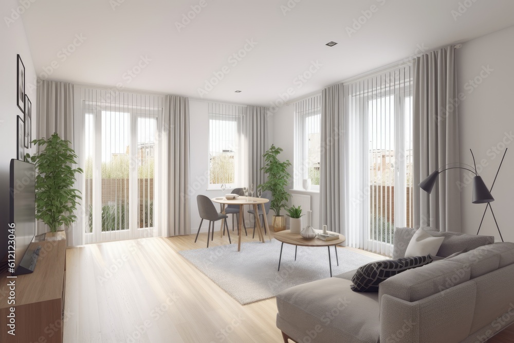 modern living room with comfortable furniture and a large flat screen TV. Generative AI modern living room with comfortable furniture and a large flat screen TV. Generative AI