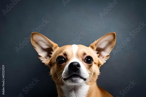 Chihuahua on gray background
