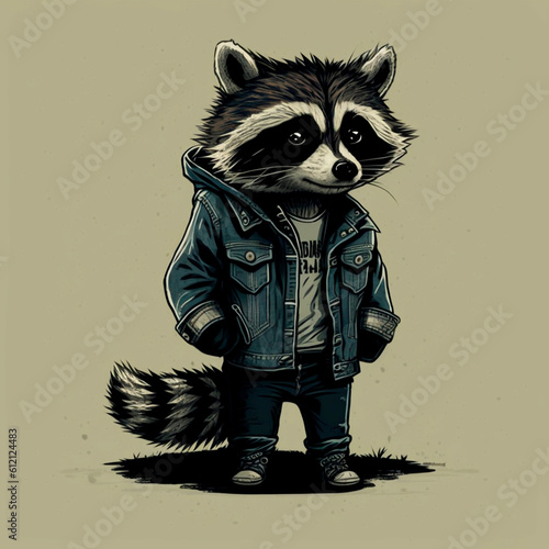 Raccoon in Fashionable Attire ai generation High quality photo