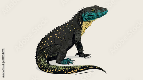 Asian Water Monitor illustration white background.