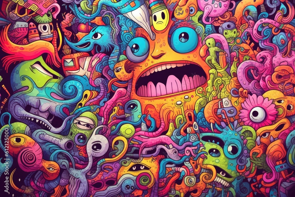 Colorful doodle art Generative AI Colorful doodle art Generative AI