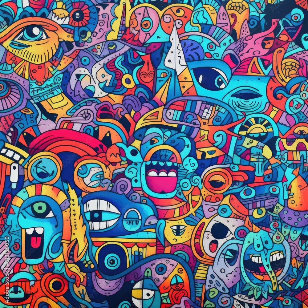 Colorful doodle art Generative AI