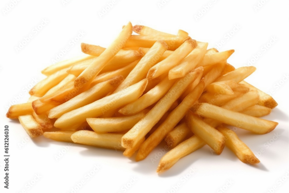 fry isolated french meal fat potato yellow fast chip snack. Generative AI. fry isolated french meal fat potato yellow fast chip snack. Generative AI.