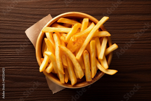 potato chip fry snack french meal food stick background tasty fat. Generative AI.