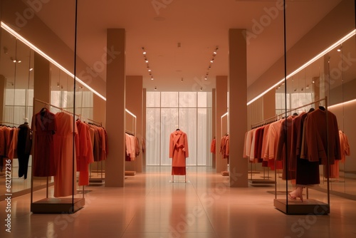 Fashion modern store interior, luxury boutique, Generative ai