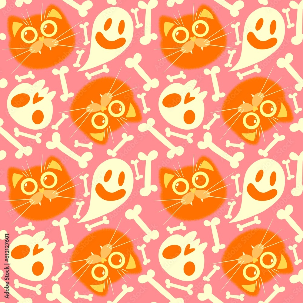 Halloween cartoon seamless cats pattern for wrapping paper and linens and fabrics and kids clothes print Halloween cartoon seamless cats pattern for wrapping paper and linens and fabrics and kids clothes print