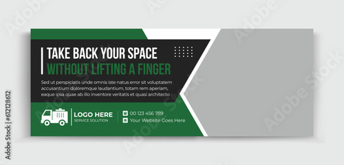 Junk Removal Timeline Web Banner Social Media Design Template. Removal poster, flyer. Creative and corporate cover design for ads, banner social media.
