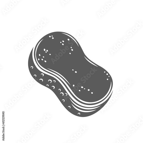 Sponge for cleaning glyph icon vector illustration. Stamp of tool to wash dishes and dirty surfaces in kitchen and bathroom, fluffy scouring sponge pad for home cleanup, skin hygiene and laundry