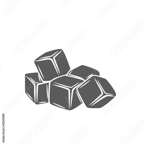 Mango cubes glyph icon vector illustration. Stamp of slices pile for juicy fruit salad, fresh ripe square pieces of mango pulp for cooking healthy summer dessert, natural juice or healthy smoothie