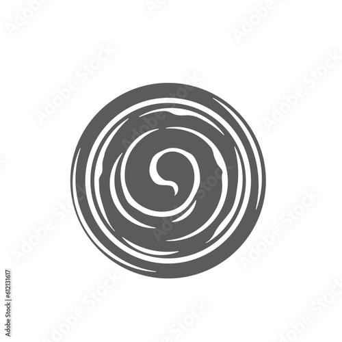Sauce in bowl, top view glyph icon vector illustration. Stamp of small cup with ketchup for burger, yogurt or mayonnaise delicious dip, whirlpool swirls of spicy mustard or barbecue sauce for dish