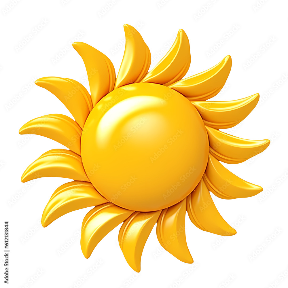 Fototapeta premium 3d sun icon isolated on transparent background. PNG. Generative AI