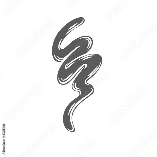 Sauce splash glyph icon vector illustration. Stamp of cheese strip, thick pasta or mayonnaise, hot chili sauce or BBQ stain and smear for eating and dish decoration, fresh cream sauce swirls