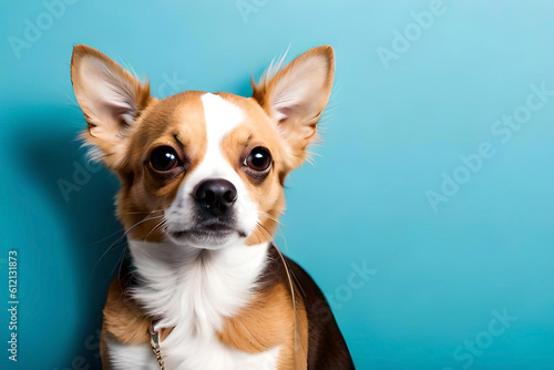 Chihuahua on light blue background © Beste stock