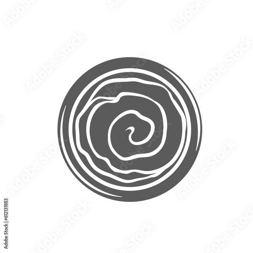 Mayonnaise sauce in bowl, top view glyph icon vector illustration. Stamp of sour cream or yoghurt cup, ketchup, custard mousse or creme cheese swirls, whirlpool of sauce for eating and dressing food