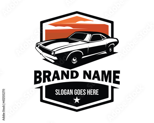 dodge challenger car 1968 white background isolated side view. best for logos, badges, emblems, icons. available in eps 10.