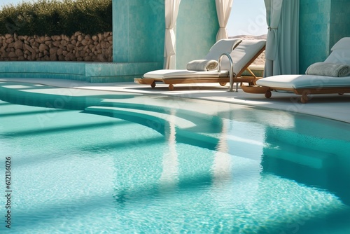 luxury pool in the resort hotel vaporwave