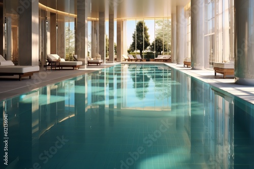 luxury pool in the resort hotel vaporwave