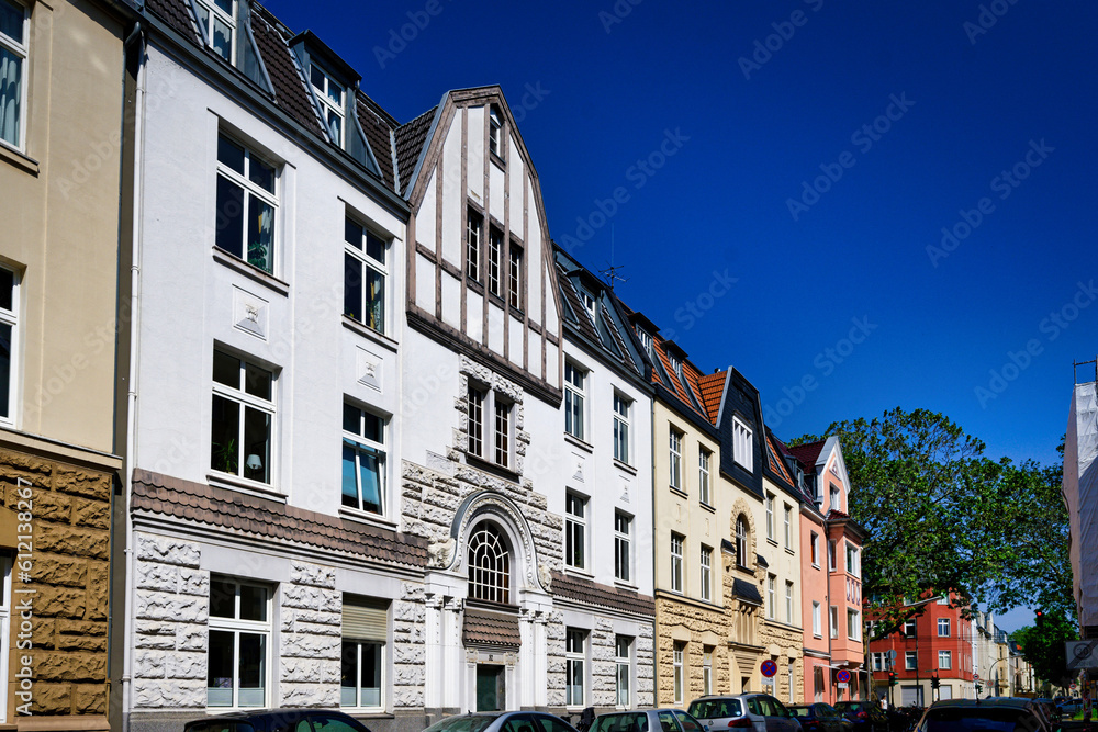 typical old buildings from the end of the 19th century in the cologne district of neuehrenfeld