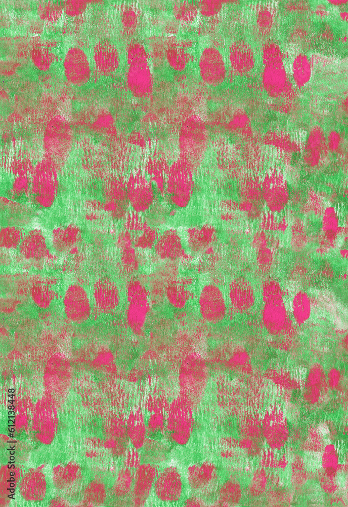 Green and Pink Fingerprint Textured Monotype Art Print