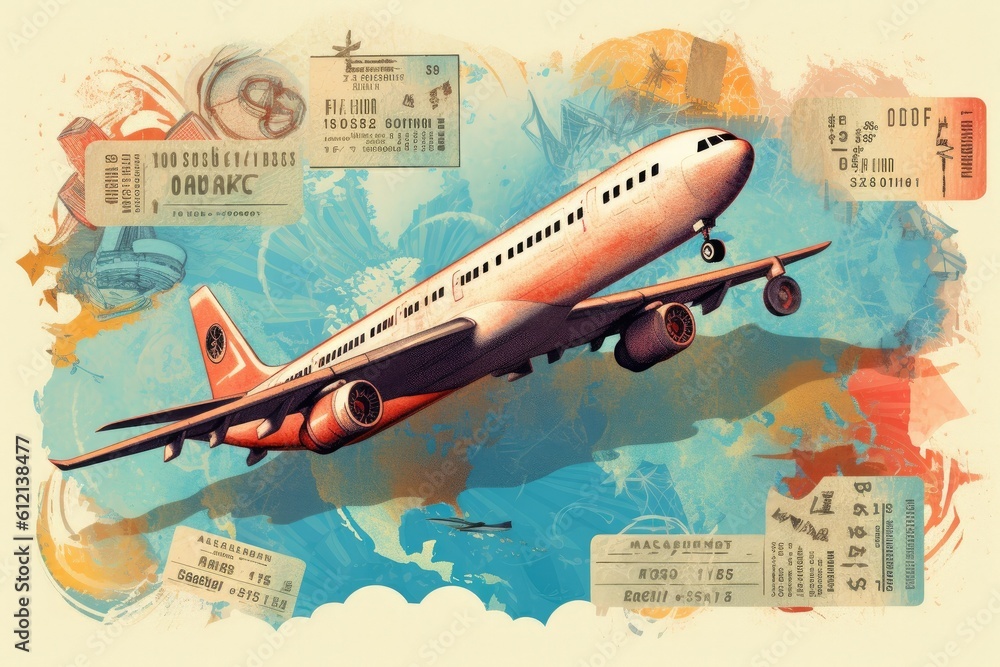 Boarding pass. Tickets and airplane. Boarding pass. Tickets and airplane.