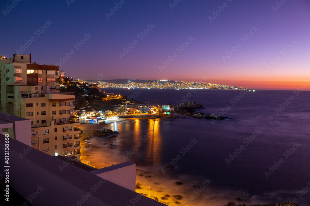 pôr-do-sol em Vina del Mar, Valparaiso, Chile