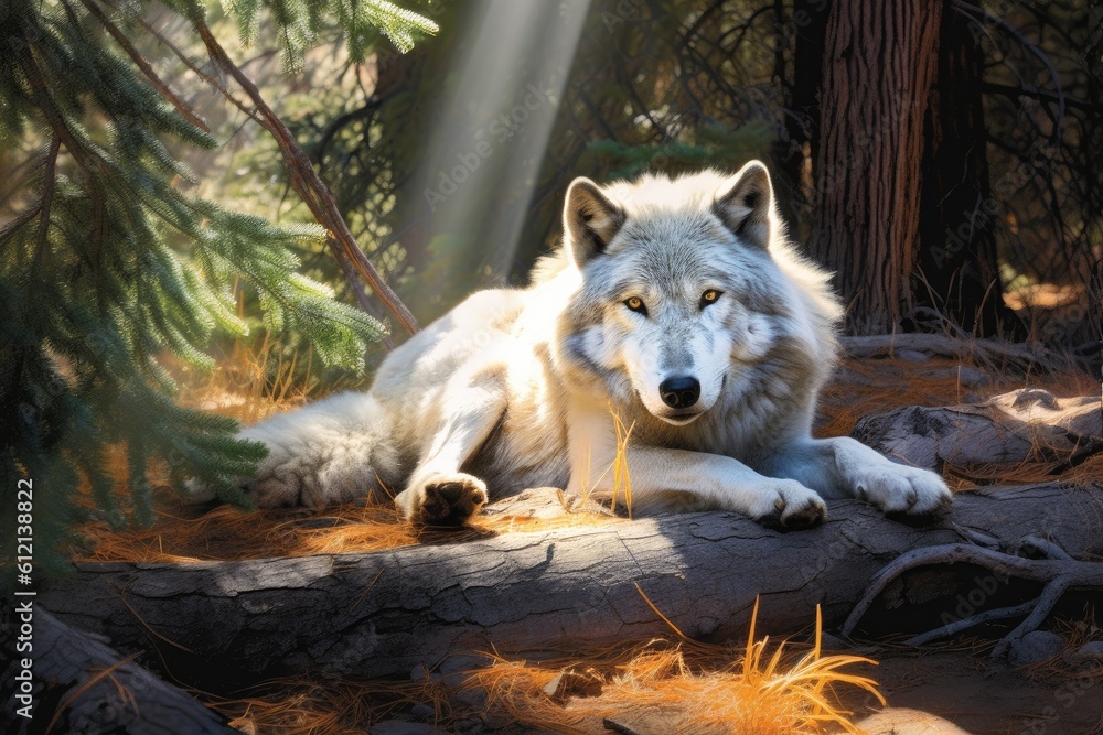 Fototapeta premium Wolf in the forest Generative AI