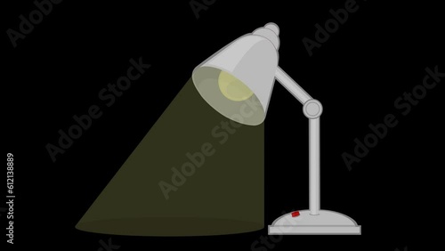 video animation of office lamp, turning on and off the lighting, on a transparent background with zero alpha channel photo