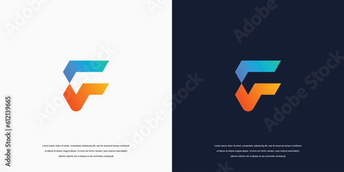 technology company logo design inspiration, letter F logo