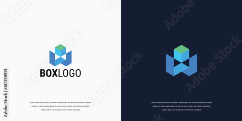 business company logo letter W, cube tech logo