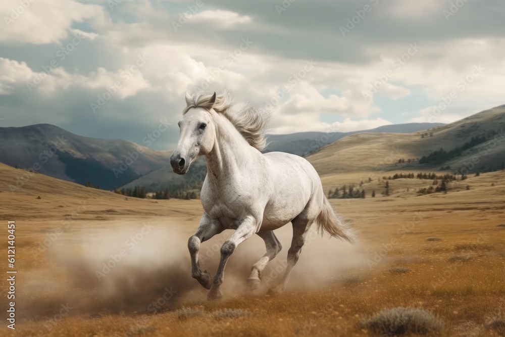 Fototapeta premium A beautiful horse in a meadow Generative AI 