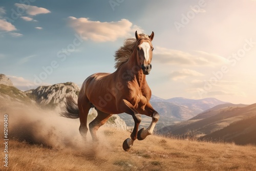 A beautiful horse in a meadow Generative AI 