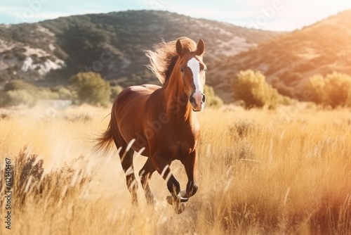 A beautiful horse in a meadow Generative AI 