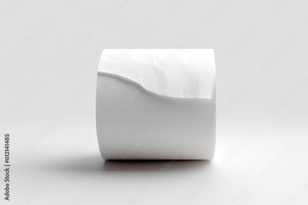 Clean Hygiene: Isolated 3D Rendering of White Toilet Paper Roll for Bathroom Tissue (AR 3:2): Generative AI Clean Hygiene: Isolated 3D Rendering of White Toilet Paper Roll for Bathroom Tissue (AR 3:2): Generative AI