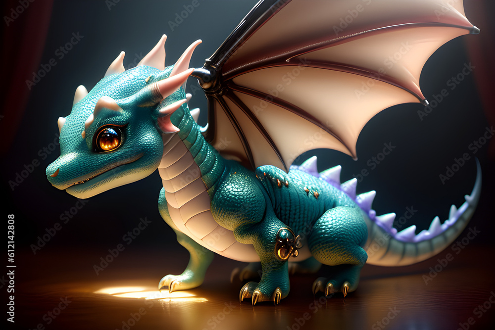Fototapeta premium cute dragon, symbol of the year 2024, generative ai