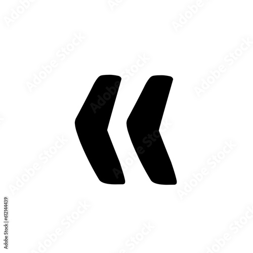 Punctuation flat mark set. Quote icons for conversation, quote, comments. A symbol for highlighting direct speech, quotes, references and names. Silhouette and outline of double comma. 