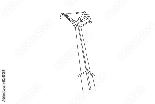 Continuous one line drawing construction tools concept. Single line draw design vector graphic illustration.