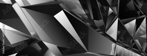 Abstract crystal background in black colors with refracting of light and highlights on the facets