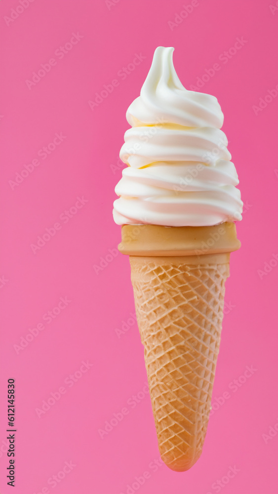 Ice cream on a pink background - generative ai Ice cream on a pink background - generative ai