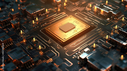 Computer chip. Semiconductor. Circuit board technology