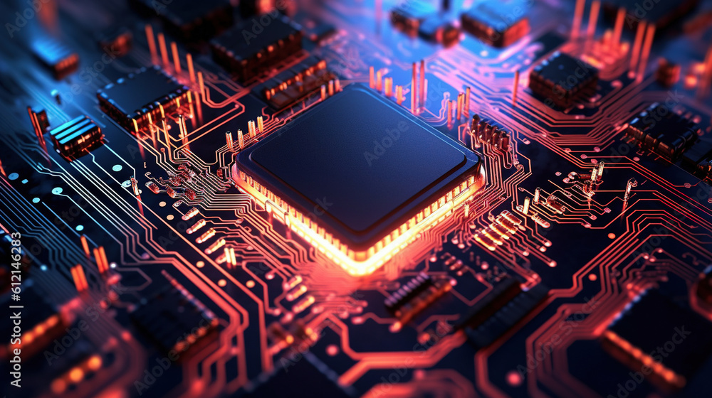Computer chip. Semiconductor. Circuit board technology