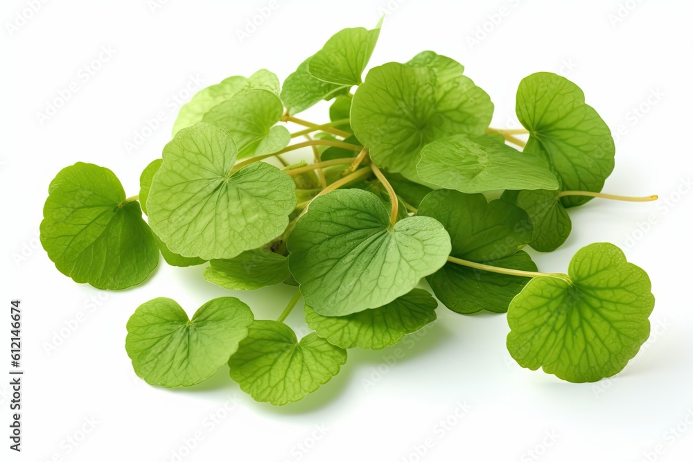Traditional Ayurvedic Herb Gotu Kola (Centella Asiatica) Used in Asian Medicine and Ayurveda Herbal Supplements: Generative AI - obrazy, fototapety, plakaty 
