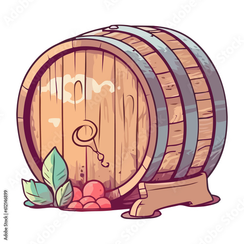 Drink wine from the barrel and grapes
