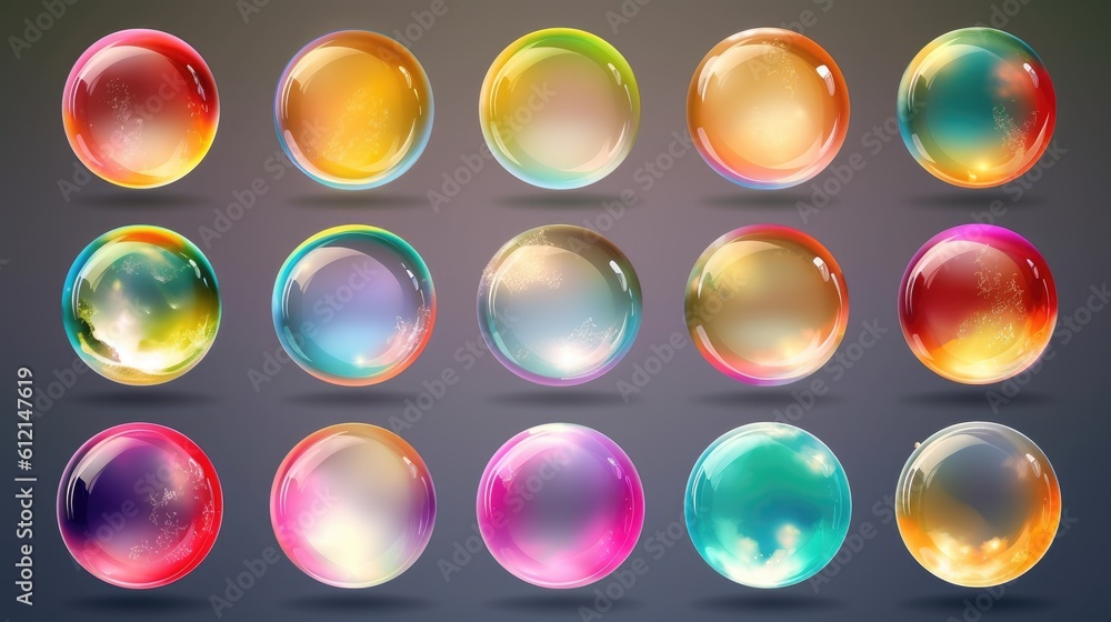 Set of multicolored transparent bubble Set of multicolored transparent bubble