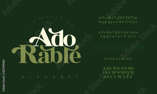 Elegant luxury abstract wedding fashion logo font alphabet. Minimal classic  urban fonts for logo, brand etc. Typography typeface uppercase lowercase and number. vector illustration