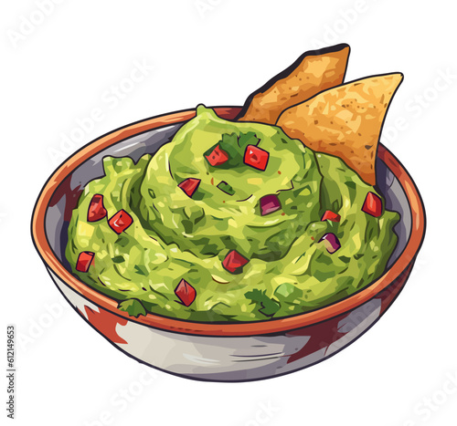 Fresh guacamole dip in a bowl