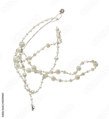 Schilderij op canvas Pearl bead style necklet fly in air