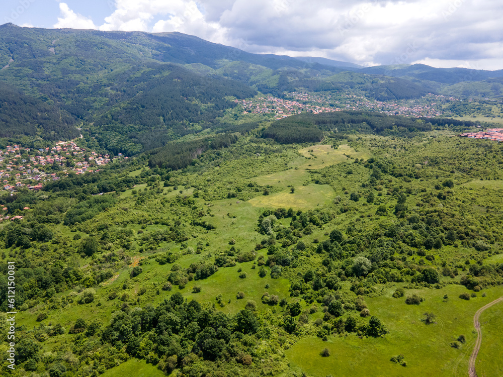 Aerial view of Vitosha Mountain near Village of Rudartsi, Bulgaria