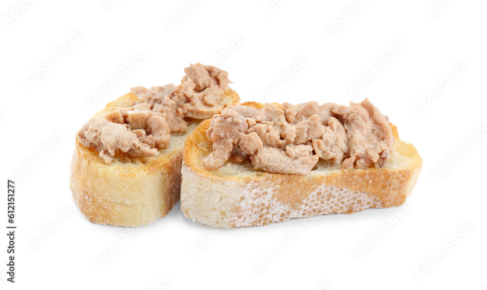 Tasty sandwich with cod liver isolated on white Tasty sandwich with cod liver isolated on white