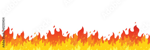 Vector fire flame seamless cartoon style banner