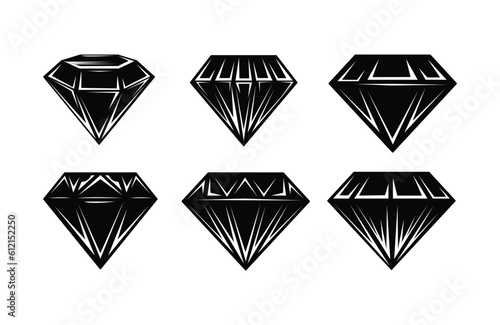 Vector vintage set black diamond icon, jewelry diamonds precious retro stones collection, hipster tattoo simple brilliant geometric web symbol. minimal classic icons gemstones symbols